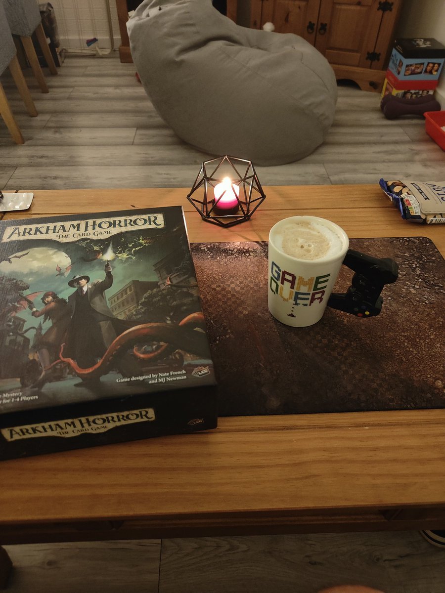 aquadamski's tweet photo. My 3rd boardgame I got myself this year was #arkhamhorror fantastic game with a great story and fun deck building aspect. #boardgames #boardgamegeek #livingcardgame https://t.co/1ZTwijlON5