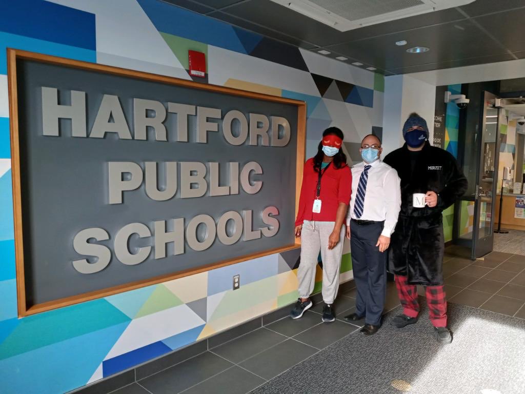 Bringing our PJ day spirit to Office the Welcome Center ⁦<a href="/Hartford_Public/">Hartford Public Schools</a>⁩