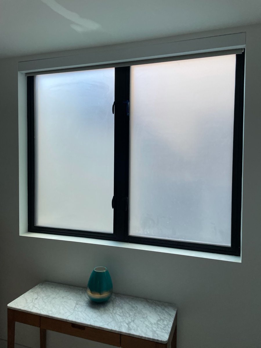 martinsign's tweet photo. Privacy vinyl isn't just for office conference rooms - some clients have us install it in their homes too! https://t.co/PYZ9lOxC4A