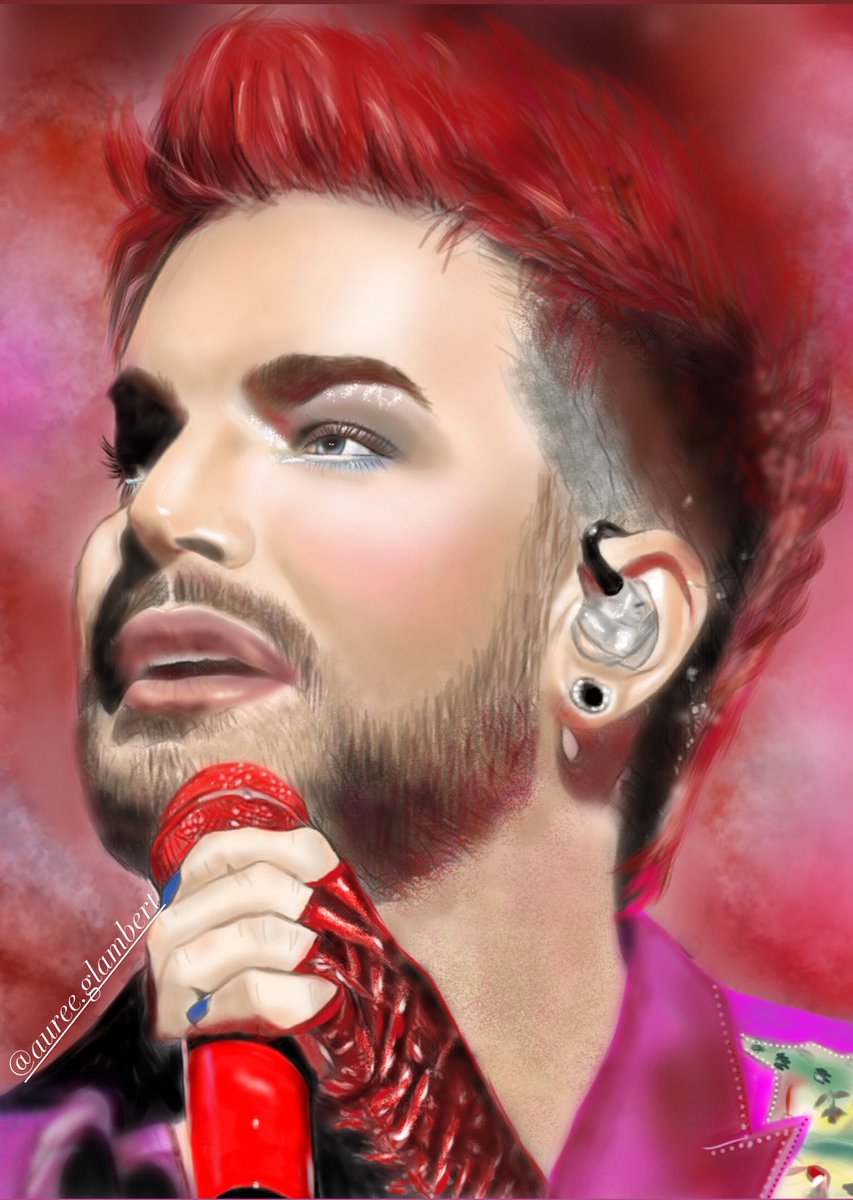 ♥️Adam Lambert♥️
I drew Adam✍️🎨
I love Adam's red hair and pink suit.  
I get energy from Adam♥️💖♥️
<a href="/adamlambert/">ADAM LAMBERT</a> 
#adamlambert 
#fanart 
Pic credit to owner Thx💓