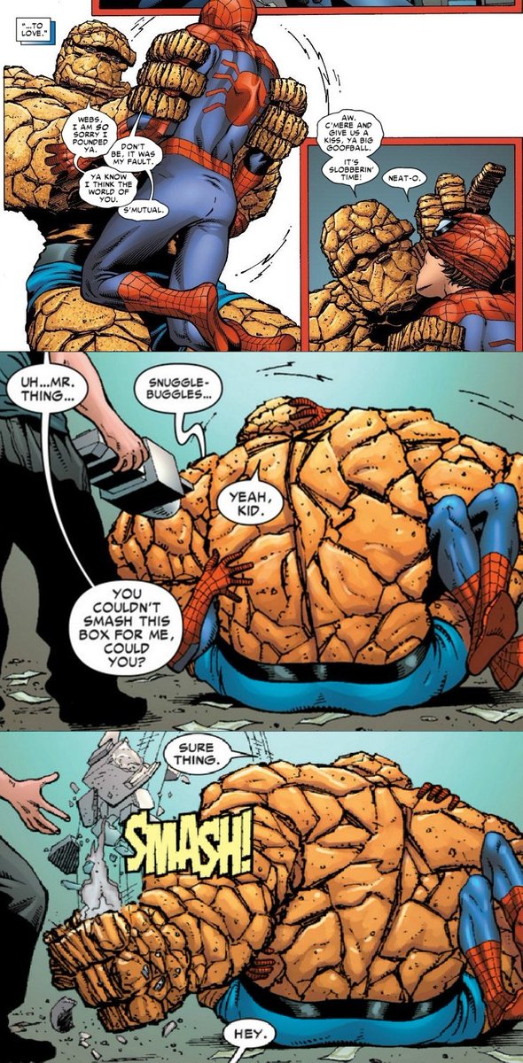 thefuzzyaya's tweet photo. Did you guys know that in the official comic book (Avenging Spider-Man Annual 1) they had a plot with emotion-controlling machine that made Peter and Ben kiss each other? 
Now you know. https://t.co/nv9y2eSktc