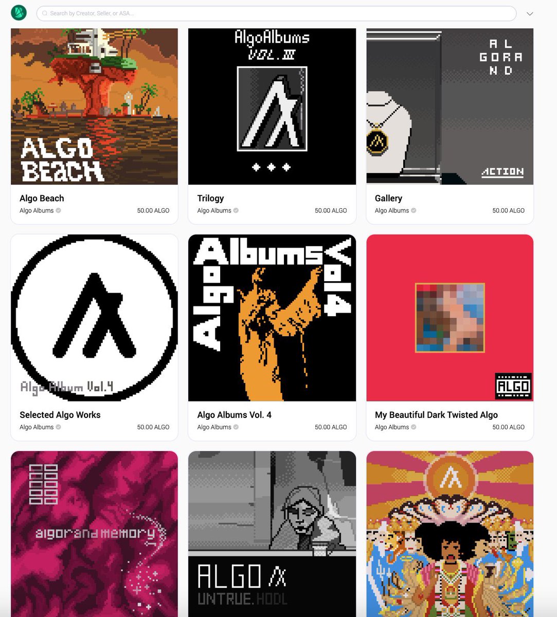 @LivingInBahstin I make algorand versions of album covers that are enjoyed by me and the community. I like to do a diverse range of music so there will be at least one album made that everyone likes, I have more on my ab2 but here’s a few to see. Making 100 in total.