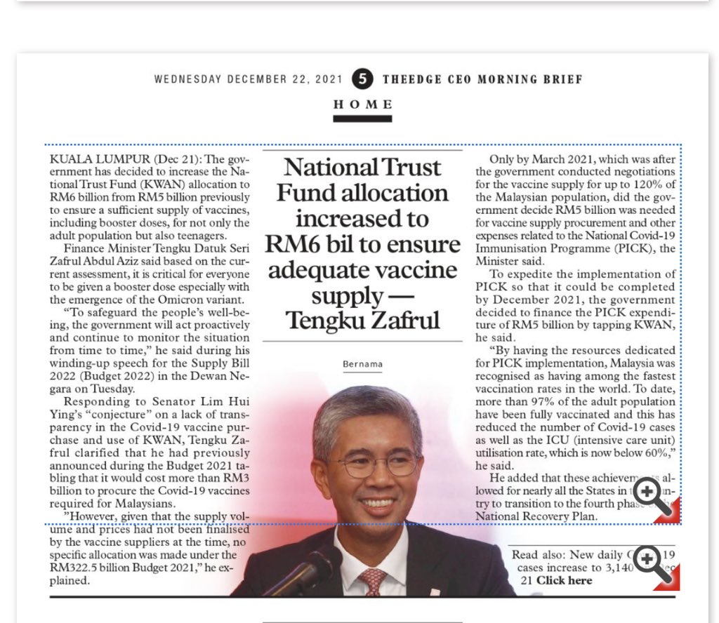 Pengakuan kerajaan tidak peruntukkan dana utk beli vaksin dalam Bajet2021. Dah tahu kena beli tapi tak ada bajet. Kononnya nak tunggu nego. Sebab itu ambil duit KWAN nak beli vaksin bulan April. ???