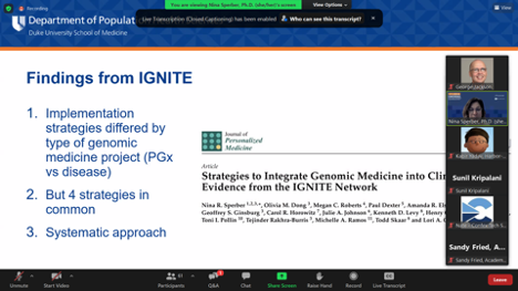 IGNITEgenomics's tweet photo. #ICYMI: Nina Sperber, PhD (@nsperber) on recommendations for implementation of science-based tools to identify and specify core strategies for integrating genomic medicine into health care delivery. #DIScience21 https://t.co/T6Ff1R8KjC