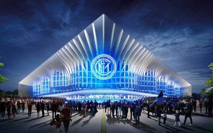 Juezcentral's tweet photo. El Inter y el AC Milan presentaron "La Catedrale", su proyecto de nuevo estadio, que estará listo para el año 2027. Estará inspirado en el Duomo y en la Galleria Vittorio Emmanuele II de Milán. Su fachada de vidrio cambiará de color, dependiendo de si juega el Inter o el Milan. https://t.co/aViplV8LKP