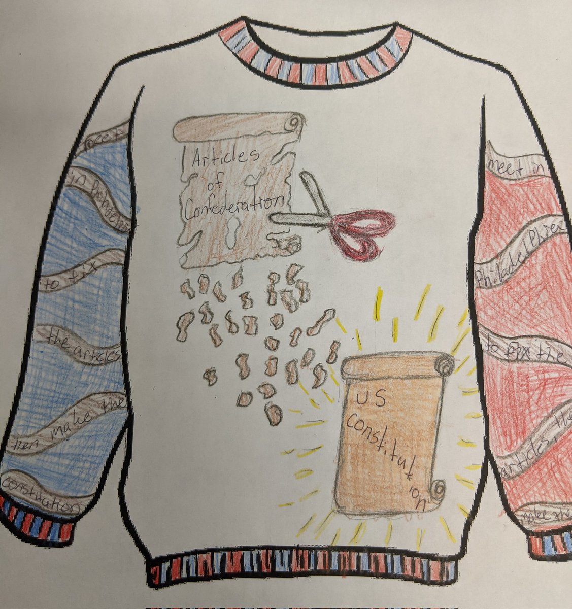 CoTeachHistory's tweet photo. Love when my students impress me with their creativity! Check out these American History themed Ugly Sweaters! #wilsonsouthern #wilsonsd https://t.co/z2kfMaipwp