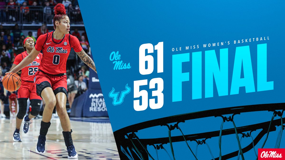 OleMissWBB's tweet photo. Ending non-conference play with a BANG

Rebels earn first non-con top-25 win since 2007 by defeating the No. 18 Bulls!

#HottyToddy | #NoCeilings https://t.co/mnEgTpdylG