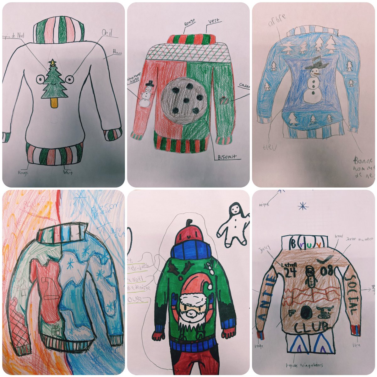 e_slack77's tweet photo. Voici nos chandails ~ Here are some of the sweaters we designed and labelled in French this week! 🎨👏 @merritt_ps https://t.co/1ShOUTx8n0