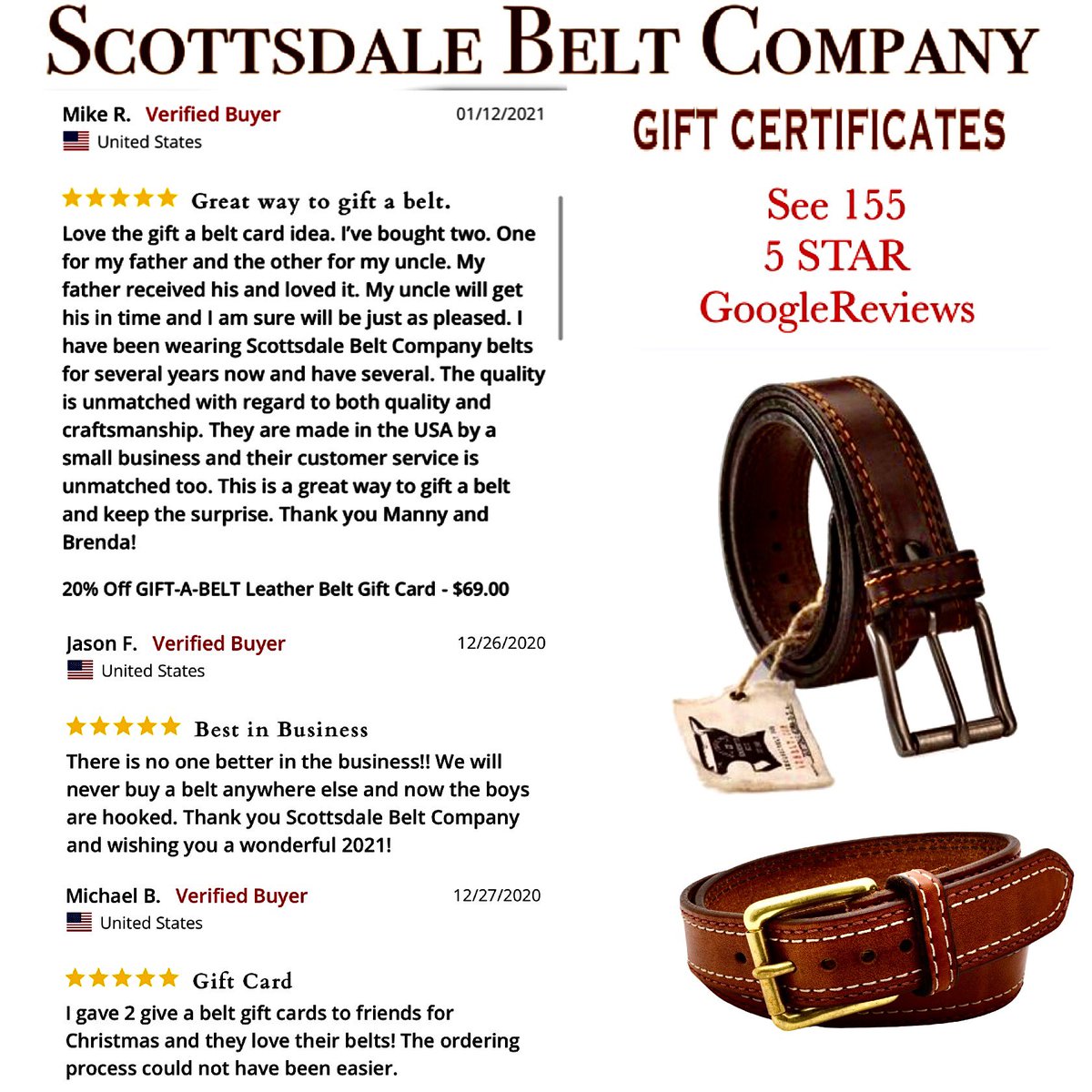 Handmade, Full Grain Leather Belts & Accessories