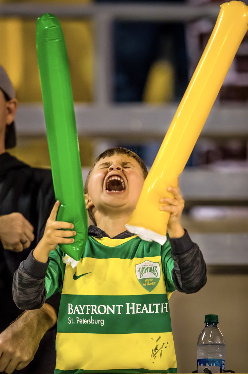 RickartPhoto's tweet photo. A young @TampaBayRowdies fan feeling it during last season’s @USLChampionship semifinal playoff thriller versus @loucityfc at Al Lang Stadium. #tampabay #Rowdies #soccer #CYOR #NoLimits #StPetersburg @USL_Academy 
Image: Richard Rickart https://t.co/mLnFuxUEws