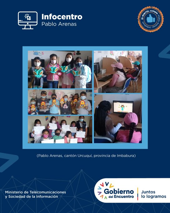 InfoChantilin's tweet photo. Pablo Arenas (Imbabura) es parte de la transformación digital que vive el país. En esta localidad se encuentra un Infocentro, para que sus habitantes se conecten con el mundo y accedan a más servicios digitales.

#JuntosLoLogramos 
@vmaino https://t.co/wUpH0Dxs0G