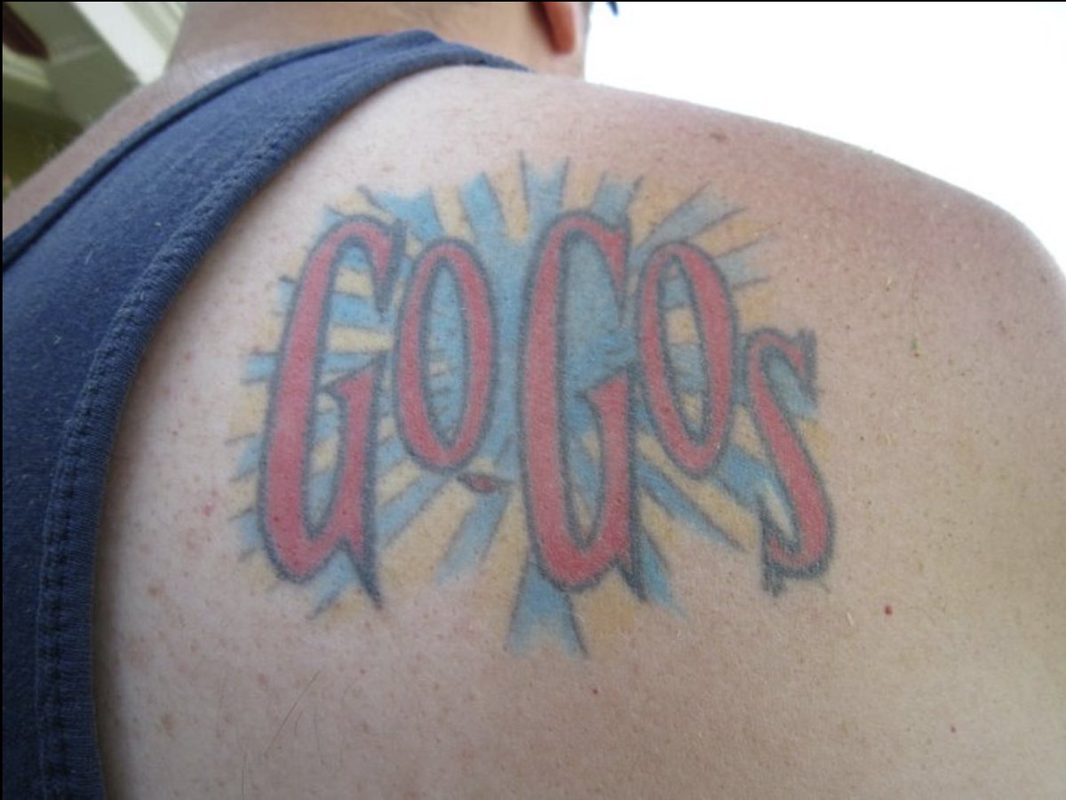 It's TATTOO TUESDAY! Look at this gorgeous rendtion of the God Bless The Go-Go's era logo. Thanks for sharing Douglas! 🙂