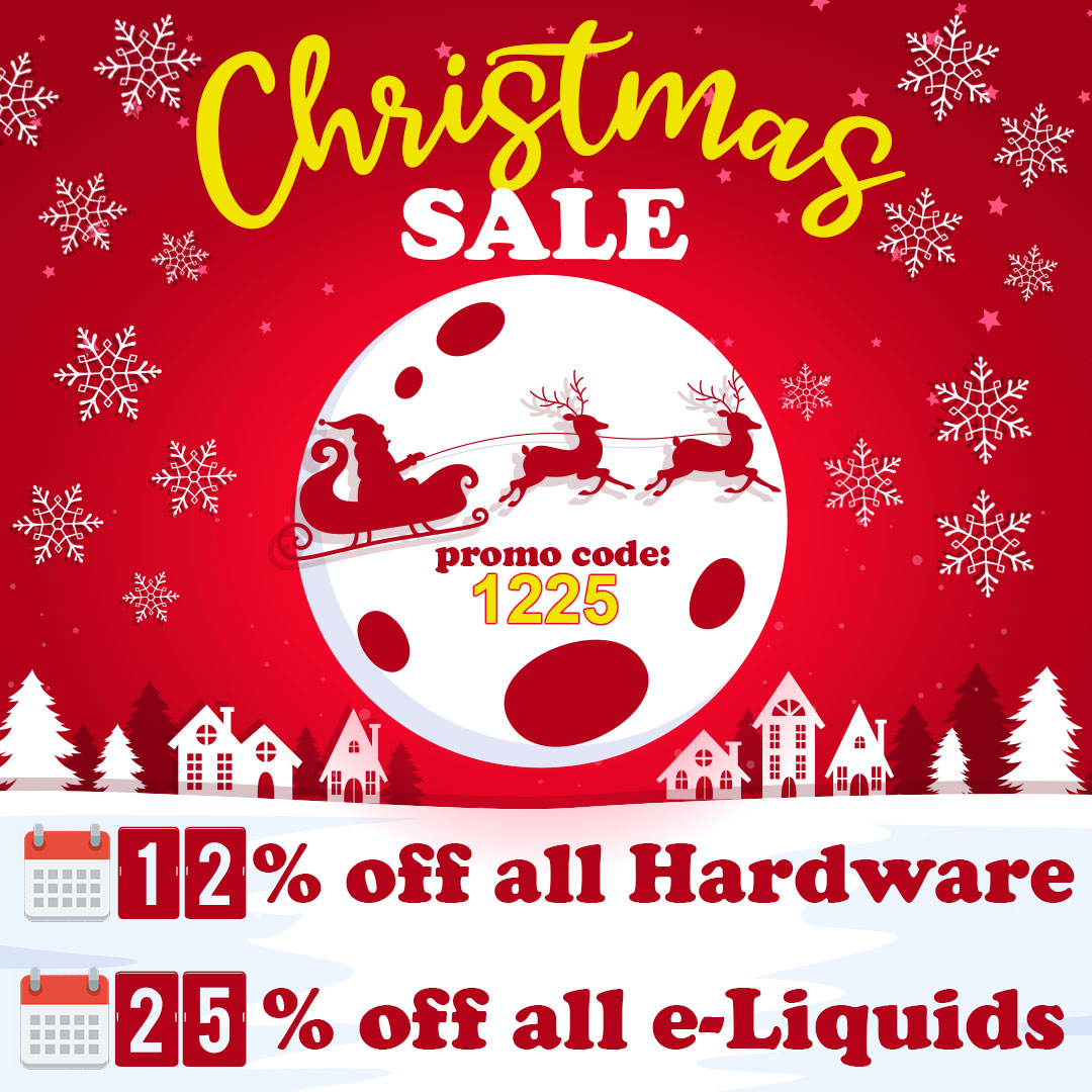 Jingle All The Way! With out BIGGEST sale of the year. Our 12/25 Sale! 12% OFF ALL Hardware + 25% OFF ALL e-Liquids and Disposables! 

#christmassale #vapesale #vape #vapestore #vapeon #vapelife #vapenation #provape #smok #bangxl #ignitevape #ignite