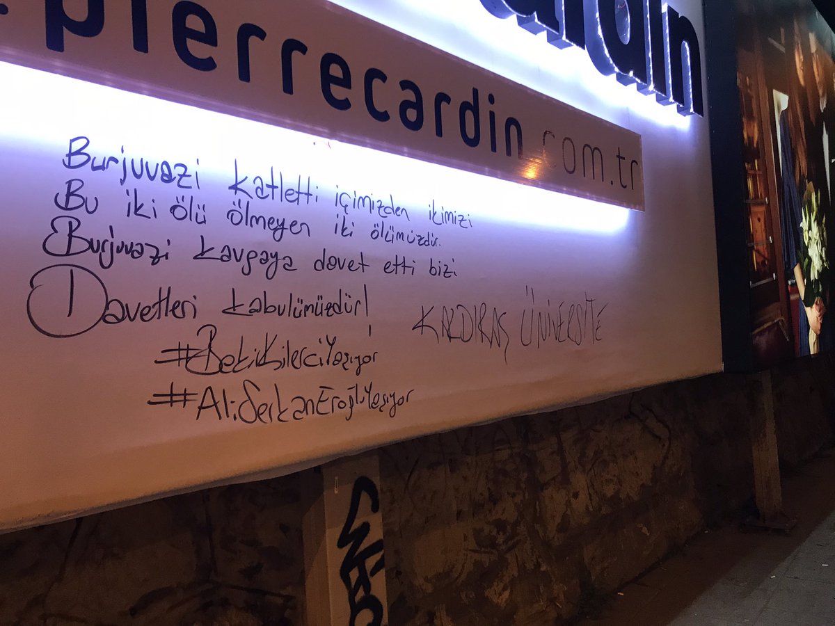 📍Kadıköy

Ortaklarımızın anısını sokaklara taşıyoruz, mücadelemizde yaşatıyoruz. 

Onlara sözümüz devrim olacak!
#BekirKilerci
#AliSerkanEroğlu