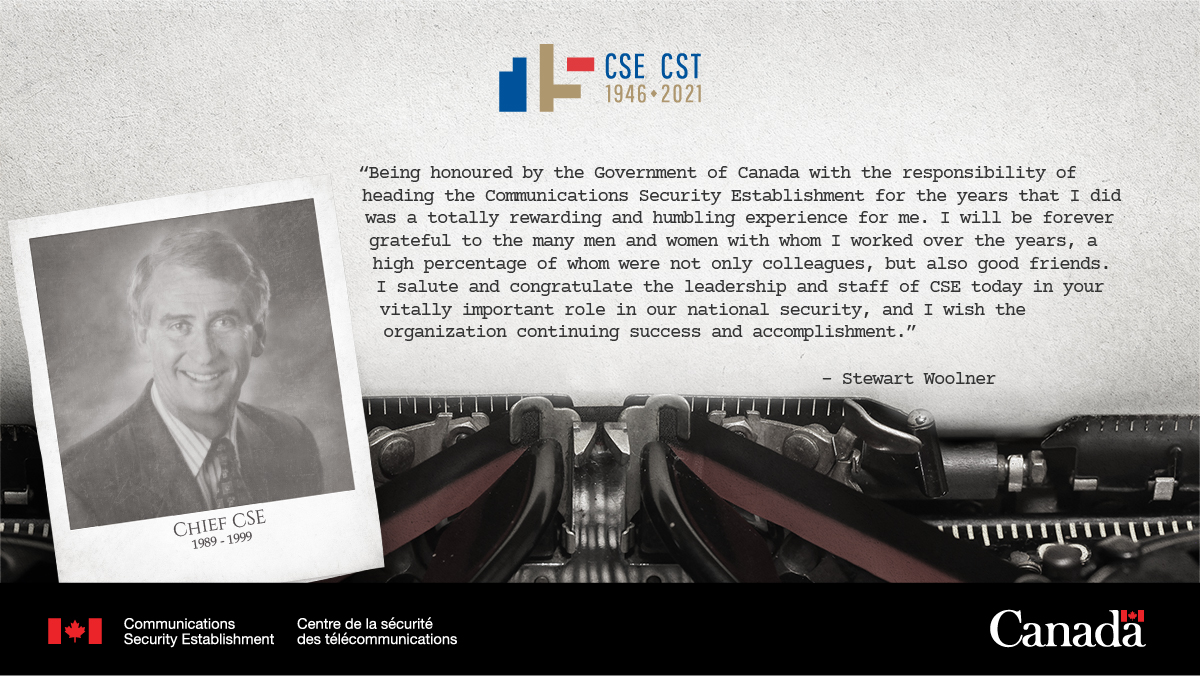 cse_cst's tweet photo. This year, we celebrated our 75th anniversary! To commemorate this milestone, several of our former chiefs sent us letters reminiscing on their time at CSE.

Read an excerpt from Stewart Woolner’s letter. #CSE75CST https://t.co/d2GPpiAoBe