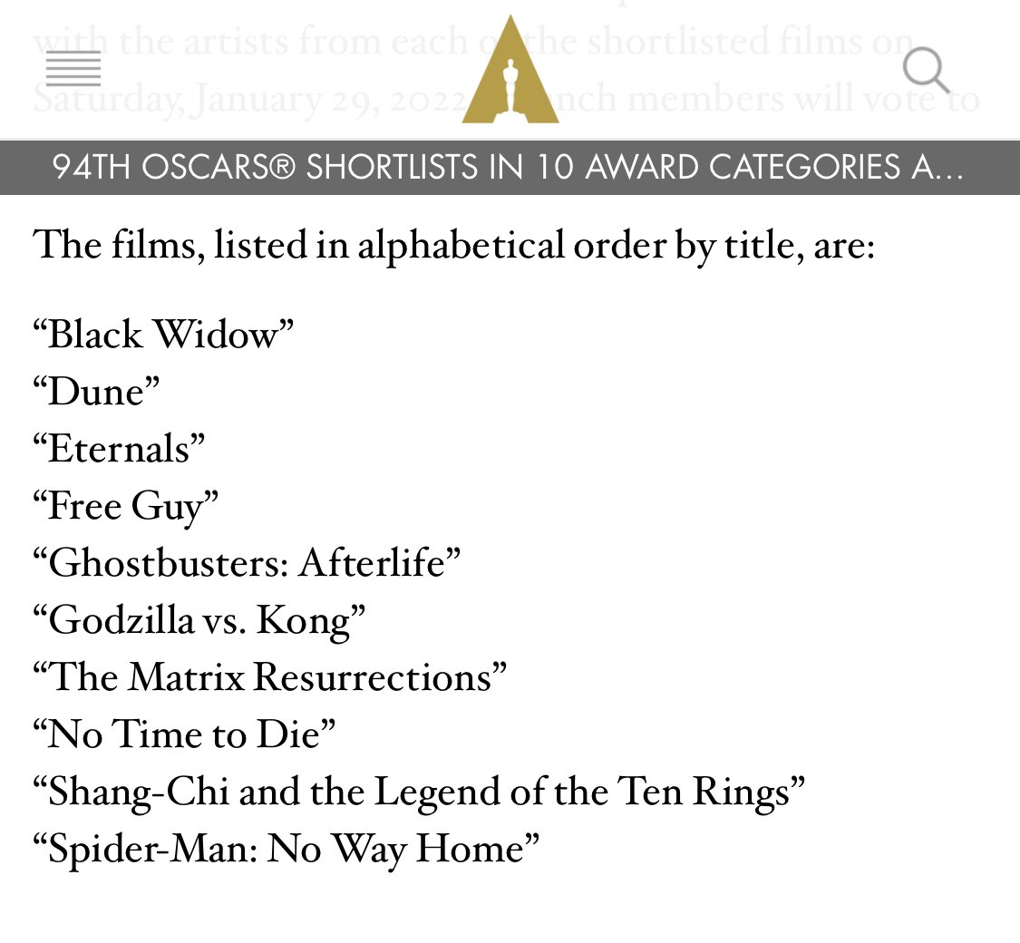 Spider-Man: No Way Home & No Time To Die Shortlisted By The Oscars!