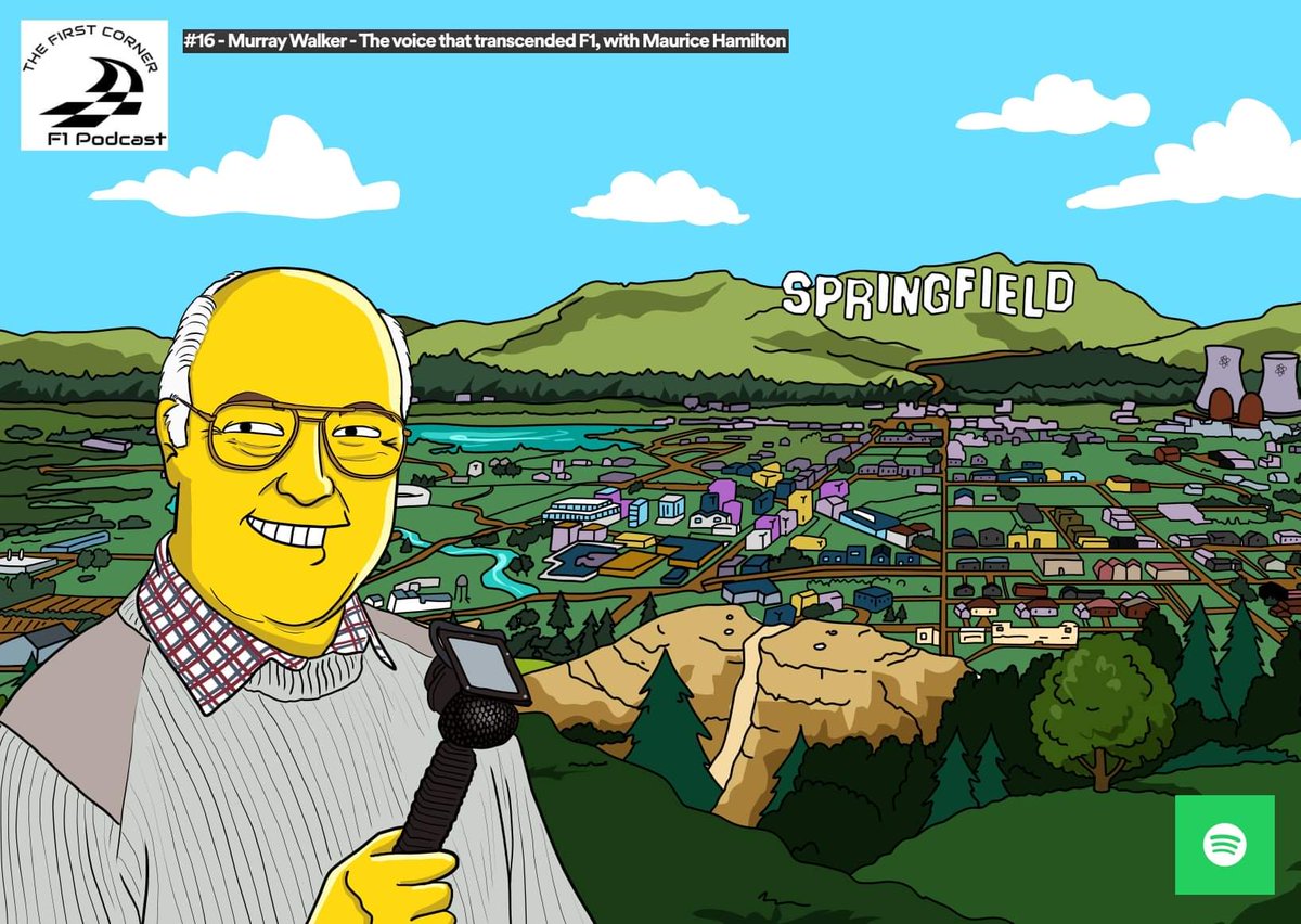 F1rstcornerpod's tweet photo. Murray Walker, in Springfield? Thanks to the artist who put this together for us. A podcast celebrating the life of the great man is linked below! with @MauriceHamilton https://t.co/shX9uw1JFO https://t.co/LXtwbBZUeJ