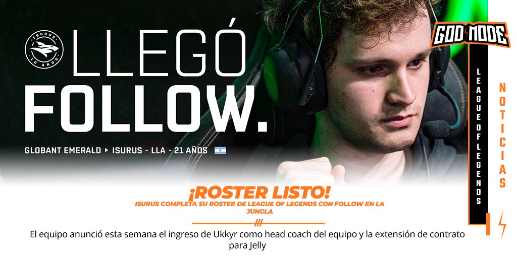 GodModeOficial's tweet photo. LLA: Isurus completa su roster de League of Legends con Follow en la jungla

> https://t.co/cCrNNwh4d2

#isurusgaming #leagueoflegends #LLA #esportslatam https://t.co/PBfRrNmFnc