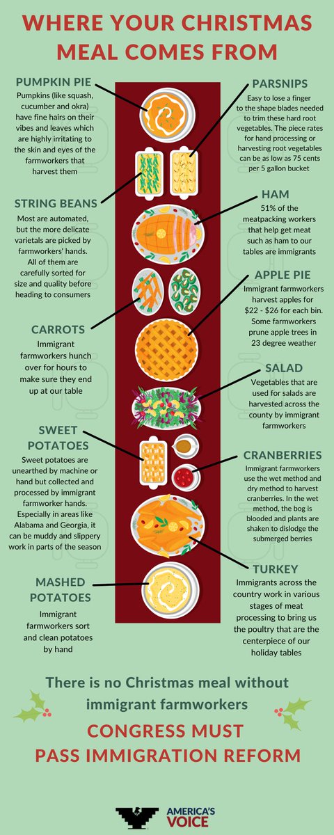 AmericasVoice's tweet photo. There is no Christmas meal without immigrant farm workers.

Congress must pass immigration reform. #MerryChristmas #WeFeedYou https://t.co/FrqrS8oPte