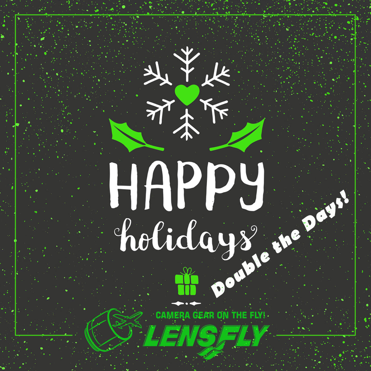 Lensfly's tweet photo. Double the Days!
We will double any 3 day and 1 week rentals picked up from December 20th - 23rd. Three day rentals will be extended to 6 days, and 1 week rentals will be extended to 2 weeks for no additional charge. No code necessary! https://t.co/fzWXuiQAgy