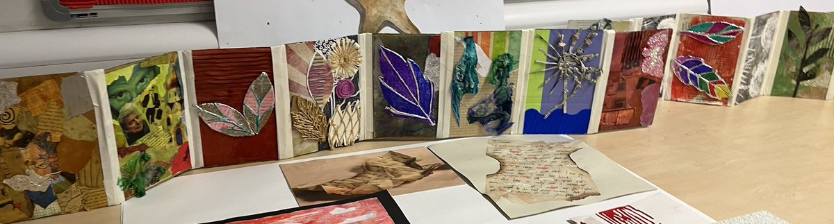 CAFSSHS's tweet photo. Our first ever NPA Mixed Media Concertina sketchbooks are looking great. Well done to the pupils taking this course for the first time this year. Looking forward to starting the printmaking unit next #StStephensHS #mixedmedia https://t.co/CFRdDI9hn0