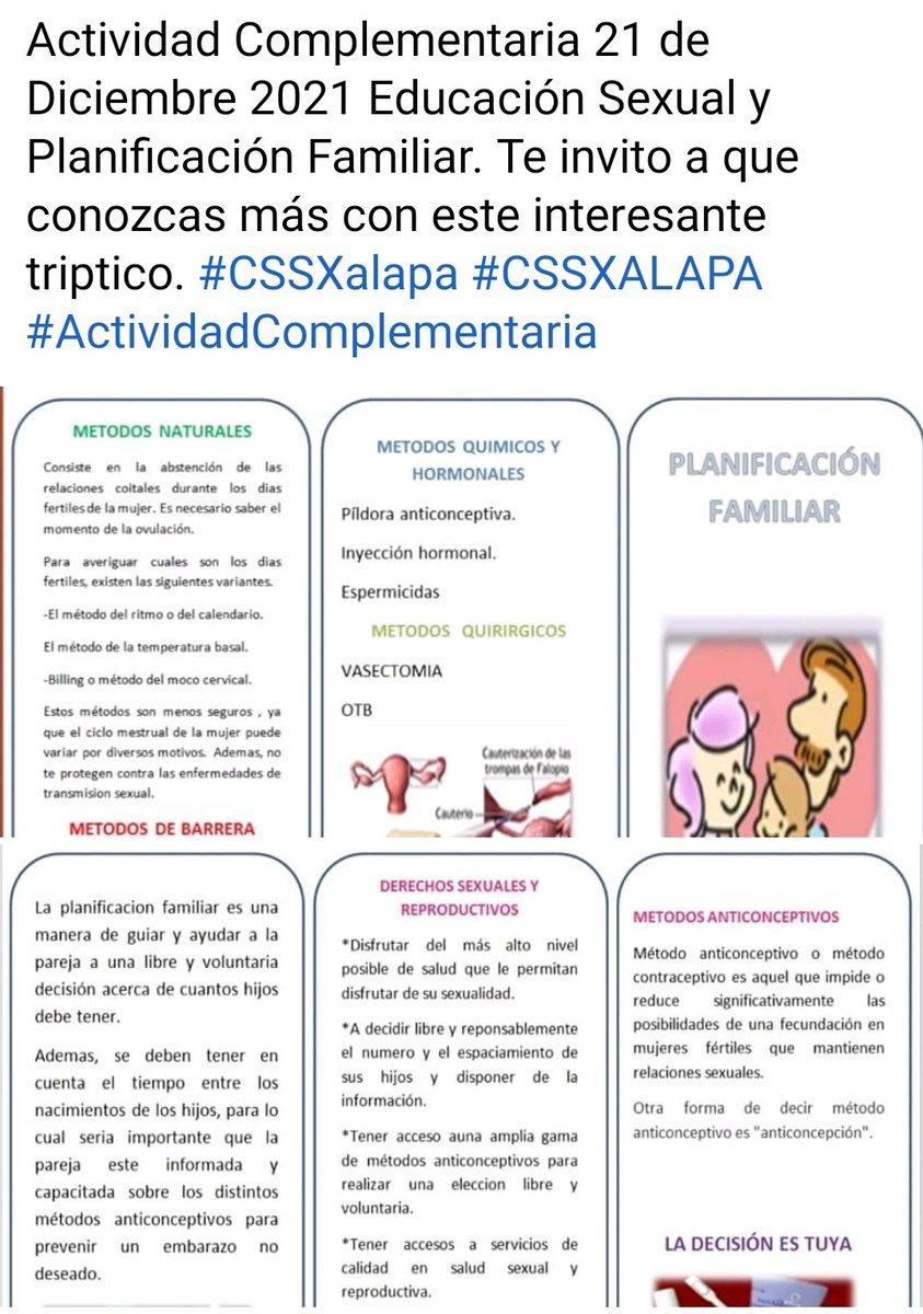 Patysanz10's tweet photo. Actividad Complementaria 21 de Diciembre 2021. Educación sexual y Planificación Familiar #CSSXalapa #Actividadcomplementaria https://t.co/GEbCtiEZxE
