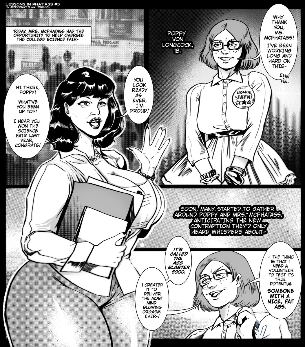 A belated 2 page comic comm for @MrTohFool of his titular OC Mrs. McPhatass engaging in s...