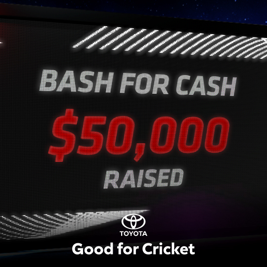 BBL11 is off to a fast start, and so is the Toyota Bash for Cash! 

With $500 for every 6 hit in BBL11 on Seven, $50,000 has already been raised for grass roots cricket clubs across Australia!
Now that’s good for cricket! 

<a href="/Toyota_aus/">Toyota Australia</a> #ToyotaBashforCash #ToyotaGoodforCricket