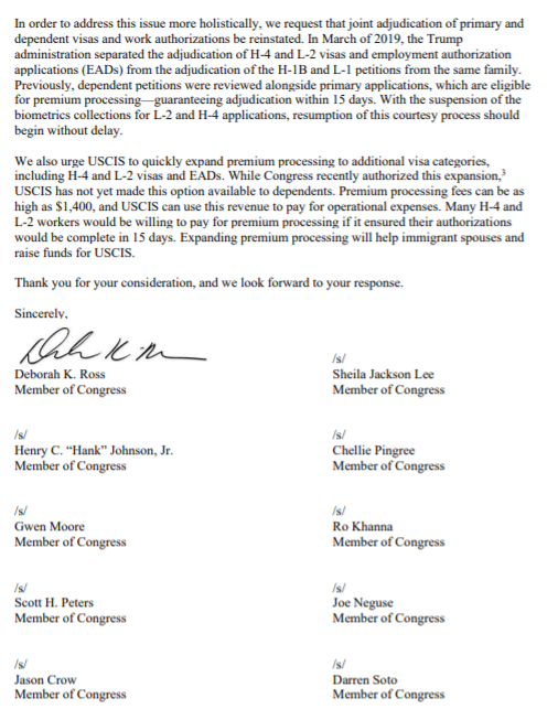 RepDeborahRoss's tweet photo. Today I led 22 of my House colleagues in urging DHS and USCIS to fix the backlog of work authorizations for immigrant spouses. This backlog has forced tens of thousands of immigrant women, many in STEM fields, to quit their jobs and deprived their families of financial security. https://t.co/I3SRvdysZL