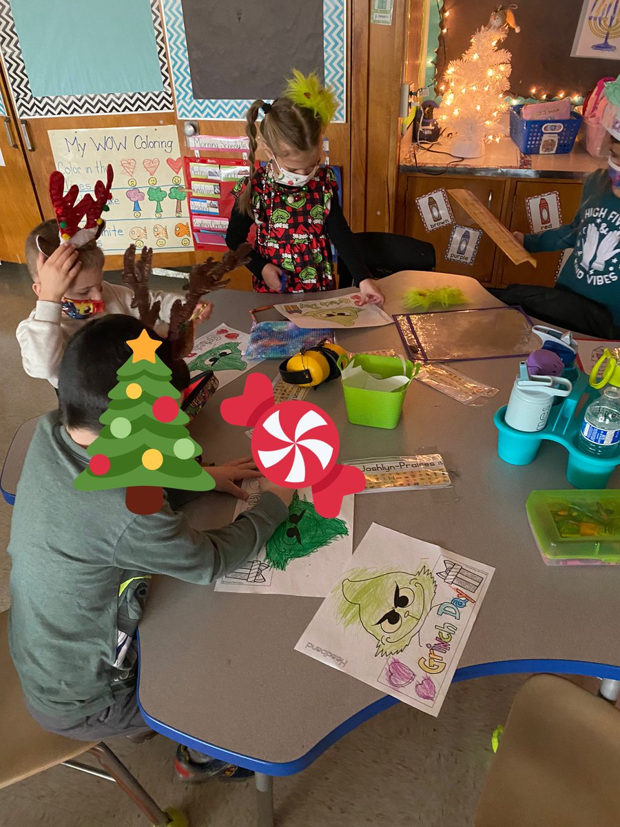 We definitely had some “Grinchy” fun today!! We made headbands, watched the original “How the Grinch Stole Christmas,” and other Grinchy themed literacy and math activities @HTSD_Robinson @WeAreHTSD