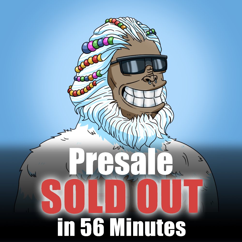 Our pre-sale sold out quick &amp; floor price is soaring! Our huge marketing campaigns are starting now. Everyone can purchase a Bored Bigfoot NFT tomorrow, Dec. 22nd for only .09ETH. Don’t miss out on the next big project 🚀