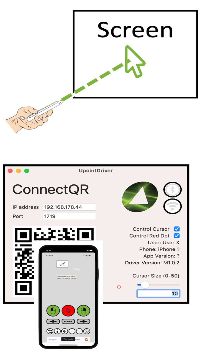 ultimatepointer's tweet photo. @henriksen Turn your iPhone into an #InteractiveLaserpointer: download the free UltimatePointer  app and control the cursor by pointing at it!  More than just an #Airmouse! Works on any screen or #digiboard! It's free! It's new! It's one-of-a-kind! #ClickWhereYouPoint! https://t.co/kySE47jwcX