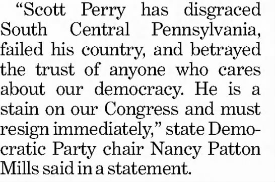 HopesMom12's tweet photo. @RepScottPerry #PerryResign
@RepScottPerry 

CLIPPED FROM
Philadelphia Daily News
Philadelphia, Pennsylvania
25 Jan 2021, Mon  •  Page A11 https://t.co/0psGHATtNJ