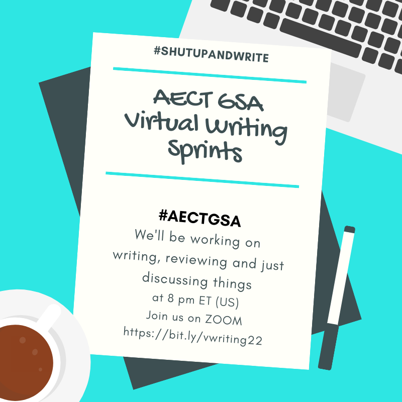 gsa_aect's tweet photo. GSA Virtual Writing Sprints are back starting on Monday January 24th at 8 pm ET (US). #aectgsa #aect21 https://t.co/kgsgdV5ftL