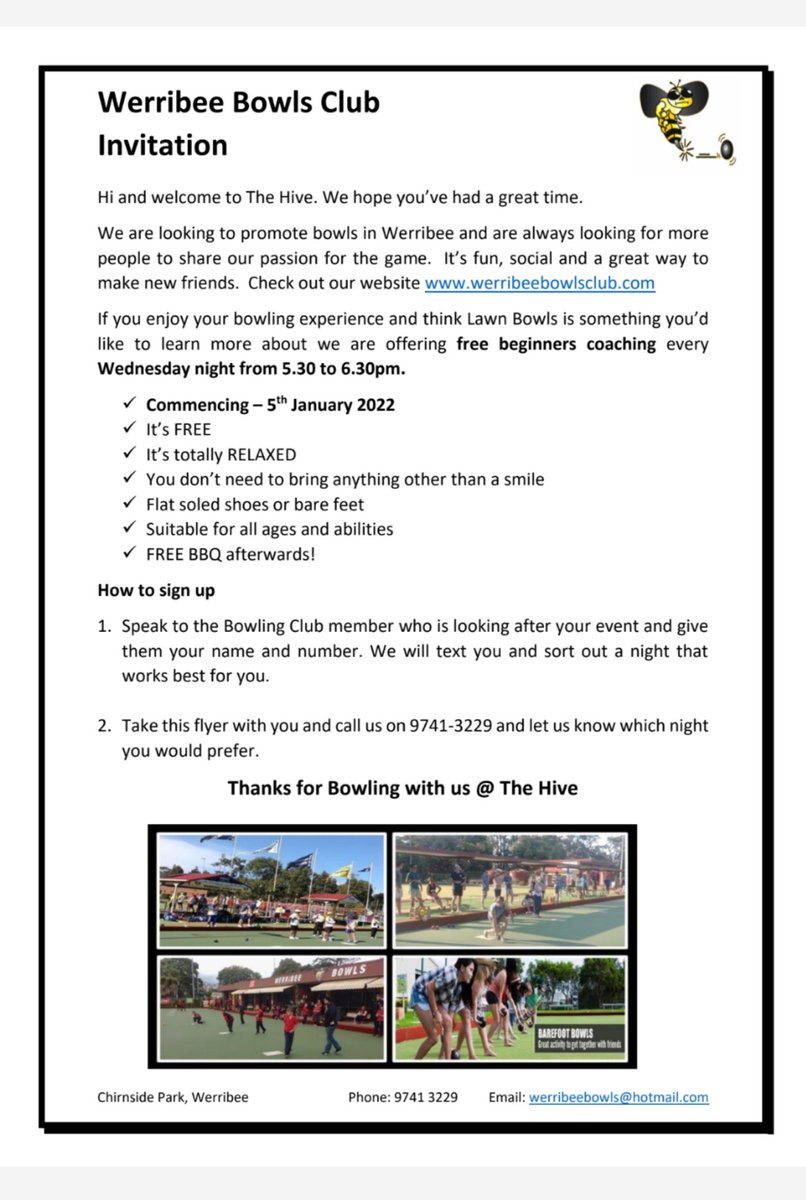 Free coaching Bowls lessons WBC come one come all commencing January #werribee #Piontcook#@wyndhamcouncil#barefootbowls#hopperscrossing