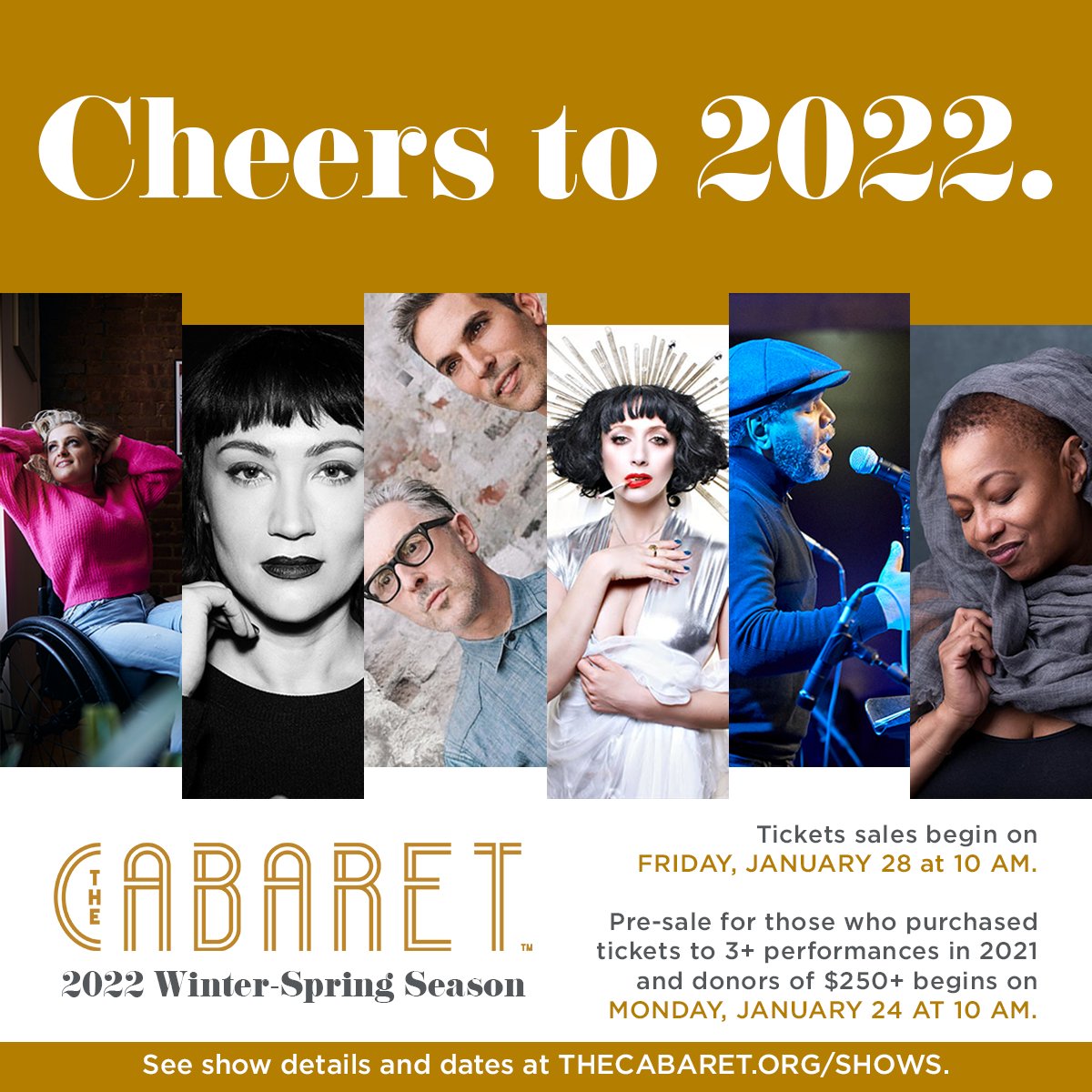 Happy Holidays! We got you a gift: a new season! 🎶🎁🎉 The Cabaret's Winter-Spring Season includes Ali Stroker, Eden Espinosa, Alan Cumming and Ari Shapiro, Meow Meow, Lasana Kazembe, and Lisa Fischer with Grand Baton! 🙌 Visit THECABARET.ORG/SHOWS for dates and show details!