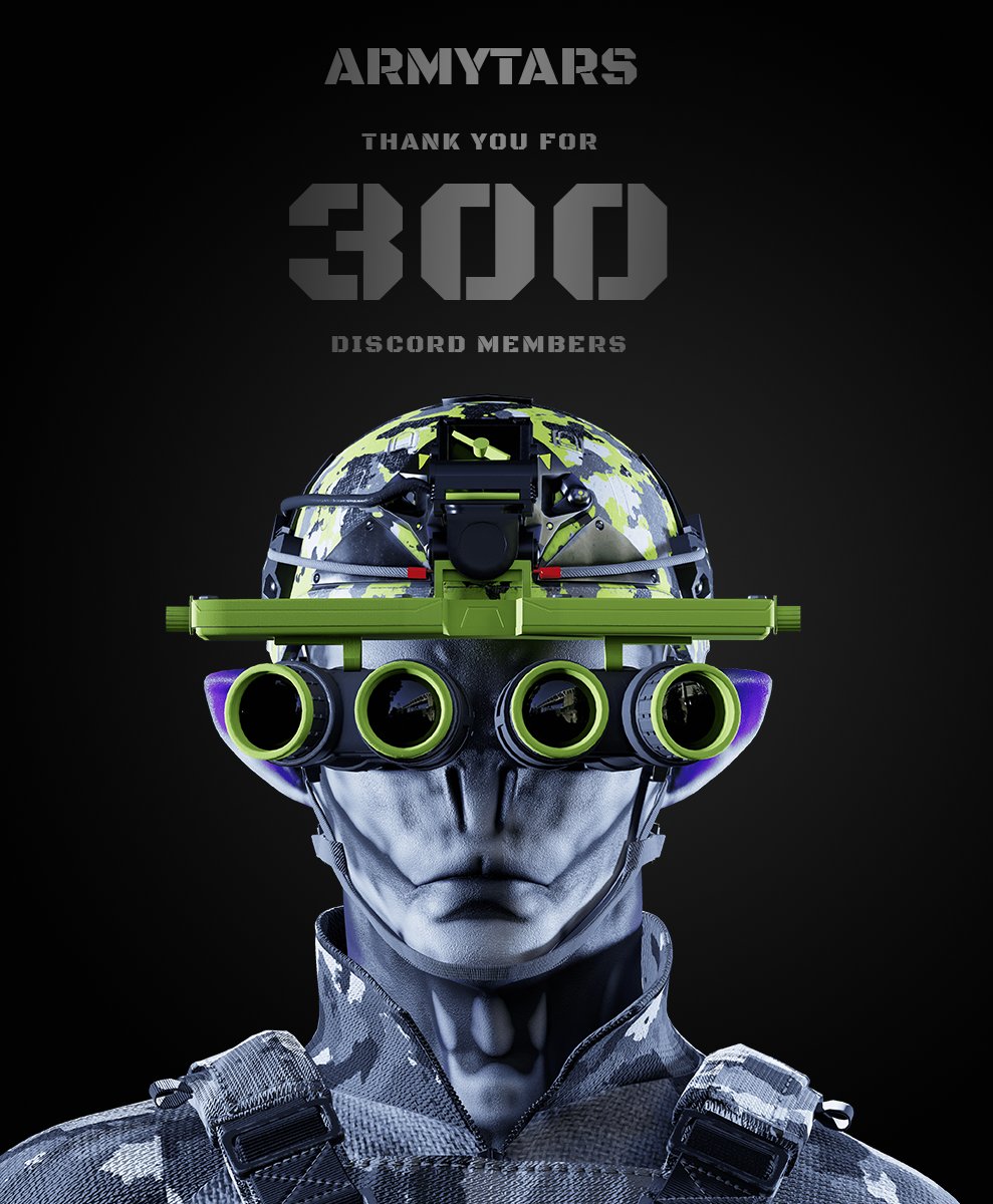 It's only been 1 day on Twitter and we already have 300+ members in our community Discord. Thank you everyone 🦾

#nft #armytars #hellweek #NFT #nftart