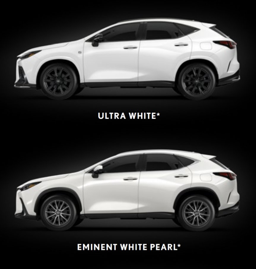 Which shade of white is your pick?  #UltraWhite #EminentWhitePearl #LexusNX #Lexus #LWANXChallenge