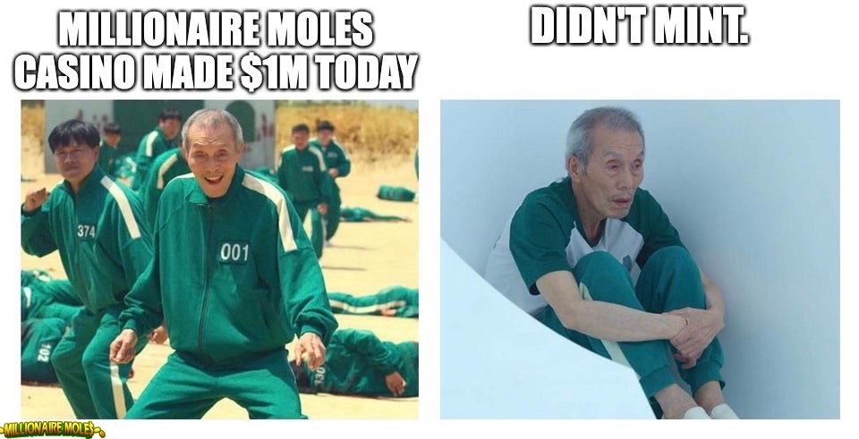 Don't end up like this. All while you can enjoy our community gambling event nights with free buy-ins. 2500 supply @ 1 SOL ♠️♥️

Mint LIVE tomorrow (22/12) - 16 PM EST.