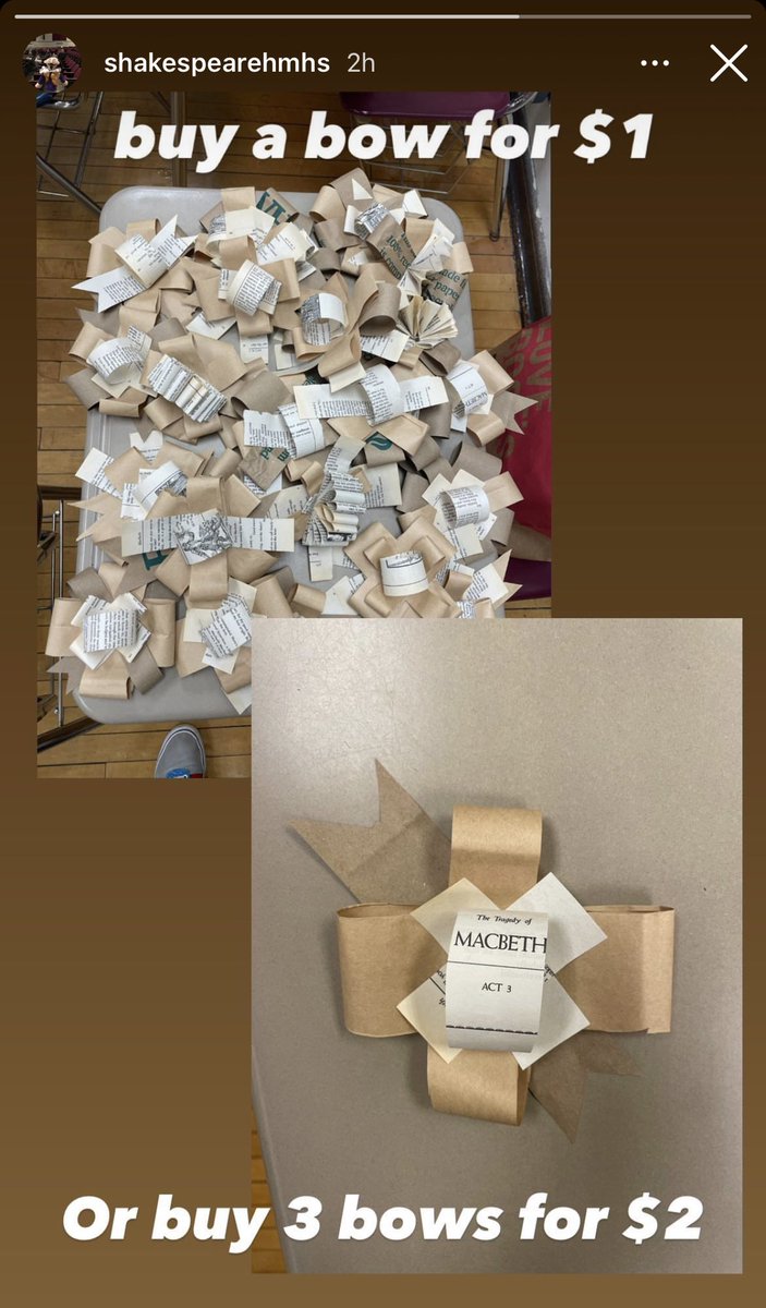 Support ye old Shakespeare Troupe at Winterfest! Great way to adorn your gifts — Macbeth bows! <a href="/HMHSStudCouncil/">HMHS Student Council</a> <a href="/HaddonfieldHS/">HMHS</a>