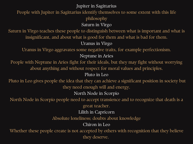 RavkaFBI's tweet photo. Some other important details are: 
-His chart ruler is the Sun which makes it the essence of our Tsar. 
-With 5 aspects on retrograde, there's some bad karma from previous lives.
-Fire is the most prevalent element and fixed the most prevalent element = stubborn petty drama queen https://t.co/KjbPgpV7X1