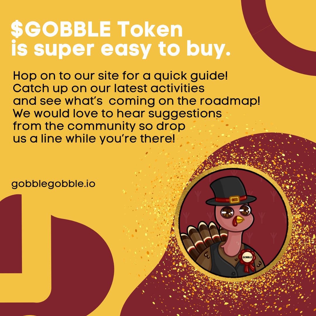 Day 9 and we are still celebrating our 12 days of Christmas!! Don’t forget LIKE, COMMENT, RT, and tag a fren for a chance to win 1T $GOBBLE and a whitelist spot for our NFT launch! 

GobbleGobble.io
T.me/GobbleTokenOff…

#12DaysofChristmas #Christmas #GOBBLE #BSC #ETH