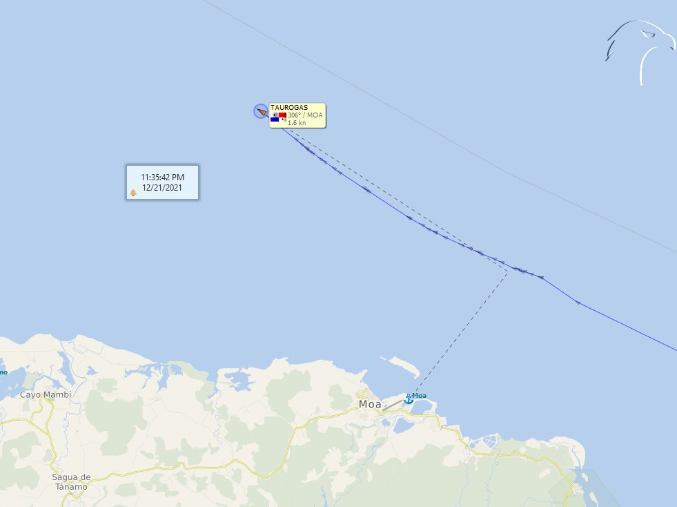 FlconEYES's tweet photo. 🛰️⚓️📡#TAUROGAS #IMO9031985 Llegó a Moa, cargado de gas desde Point Lisas, Trinidad y Tobago, para las plantas mineras de la Sherrit de extracción de Niquel.
#HappeningNow #OSINTCuba #cubarcos #Cuba #21Dic https://t.co/s5RDF5eUAN