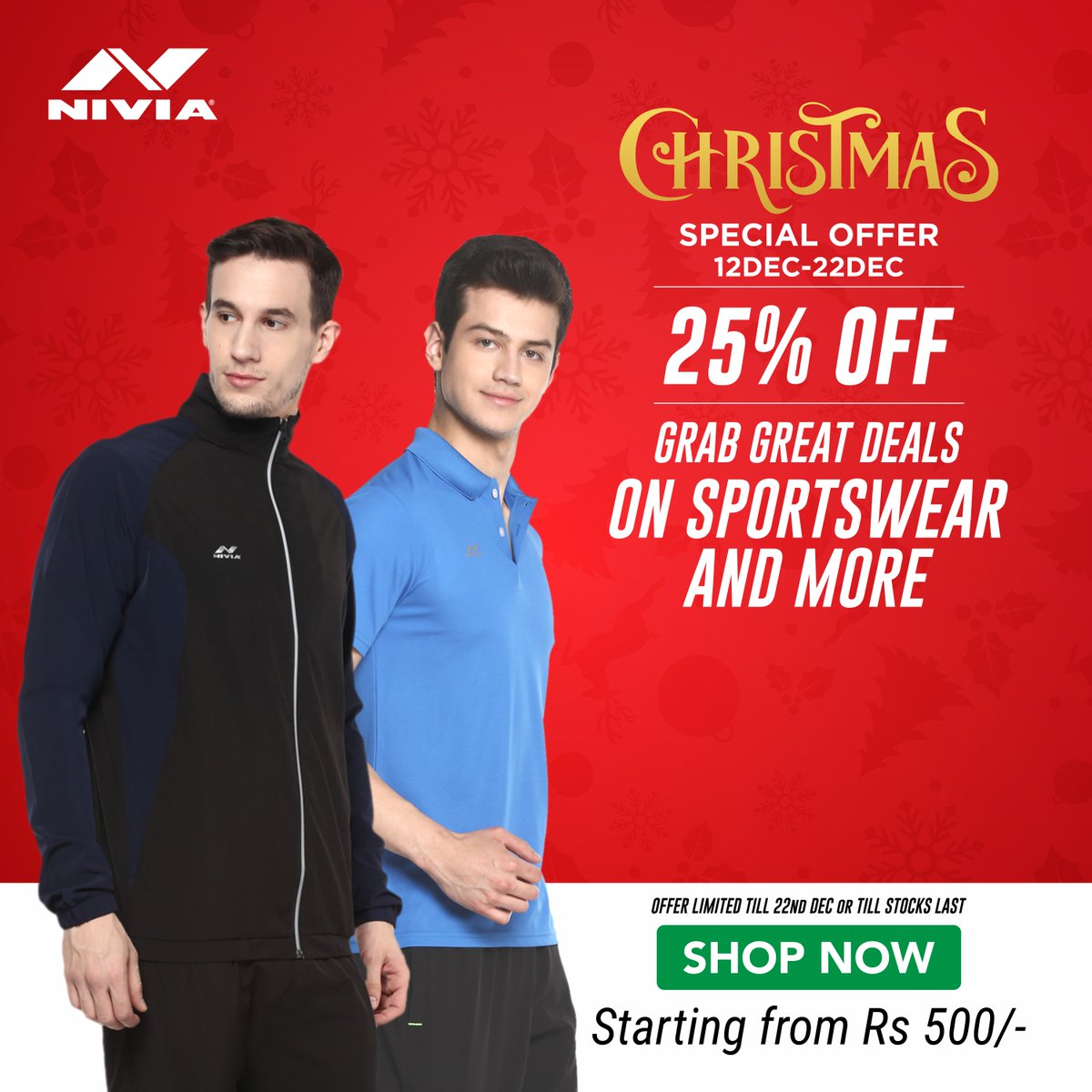 niviasports's tweet photo. #Christmas Special Offer-
Grab Great Deals on https://t.co/qO6KAfsfXw
#Nivia #StepOutAndPlay #NiviaSports #MoveUpWithNivia https://t.co/VB9mH2kvpH