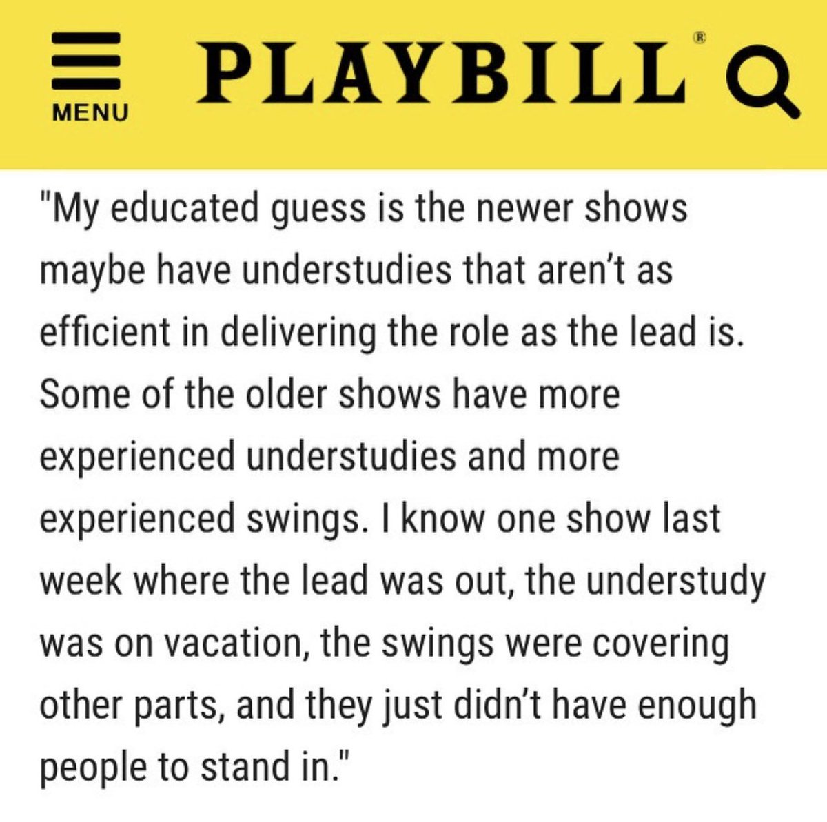 Tally Sessions (@tallysessions) on Twitter photo I’m not sure what part of this guess is “educated.” Each u/s I know is more than capable of delivering the role as efficiently as the lead does. <a href="/BroadwayLeague/">The Broadway League</a> come get your girl. This is insulting. We are pros & do what pros do. We knock it out of the fucking park every night. I’m not sure what part of this guess is “educated.” Each u/s I know is more than capable of delivering the role as efficiently as the lead does. <a href="/BroadwayLeague/">The Broadway League</a> come get your girl. This is insulting. We are pros & do what pros do. We knock it out of the fucking park every night.