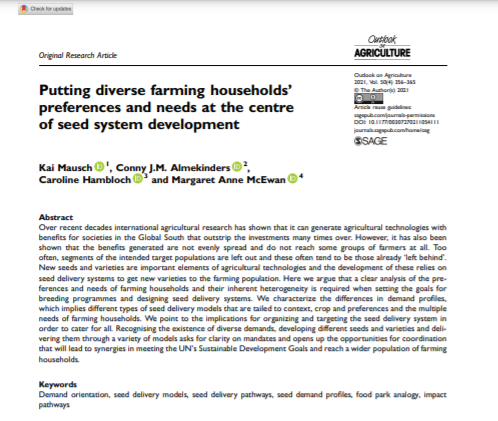 GLDC_CGIAR's tweet photo. Experts point to the need to organize &amp; better target seed delivery systems in order to cater to diverse demands. From crop breeding, preferences &amp; needs of farming households can inform variety dev`t &amp; subsequent seed delivery. https://t.co/D18PTpZUEZ

#OneCGIAR @CGIAR @Mausch_K https://t.co/jCNYwjt0DN