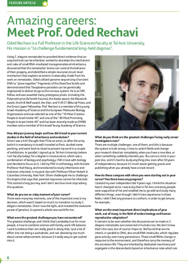 EYEScientists's tweet photo. EYES Newsletter #Decemberrewind β¨β¨β¨
One of the inspiring people we met in our amazing careers section is Professor @OdedRechavi from Life Sciences Faculty, Tel Aviv University
He is on a mission βto challenge fundamental long held dogmasβ π
https://t.co/l8aTKhKfcY https://t.co/lhGI92Jy7a