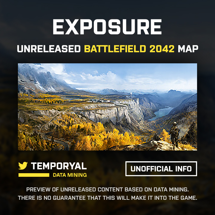temporyal's tweet photo. First image of the unreleased #Battlefield2042 map "Exposure" (no high resolution available). Lore recap:

🇨🇦 Set in Canada (British Columbia)
🔬 Landslide has exposed a secret research facility
🇷🇺 Russians suspect a military weapon inside

Exposure seems to be part of Season 1. https://t.co/gj51UdZTaP