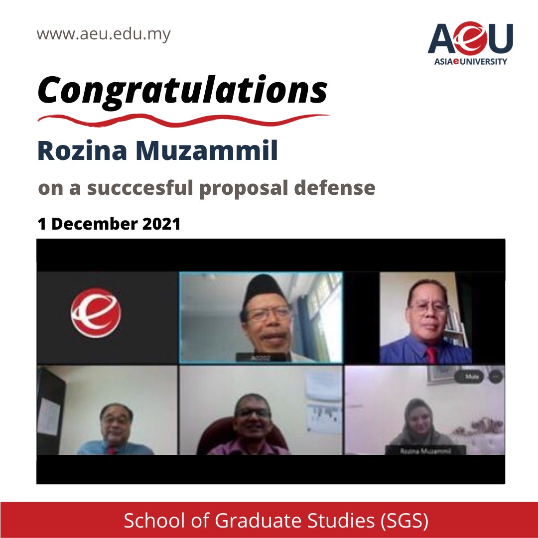 asiaeuniversity's tweet photo. Congratulations to Rozina Muzammil on a successful proposal defense! 👏👏

#AsiaeUniversity
#SchoolOfGraduateStudies
#ProposalDefense https://t.co/L4Wk7M3QBo
