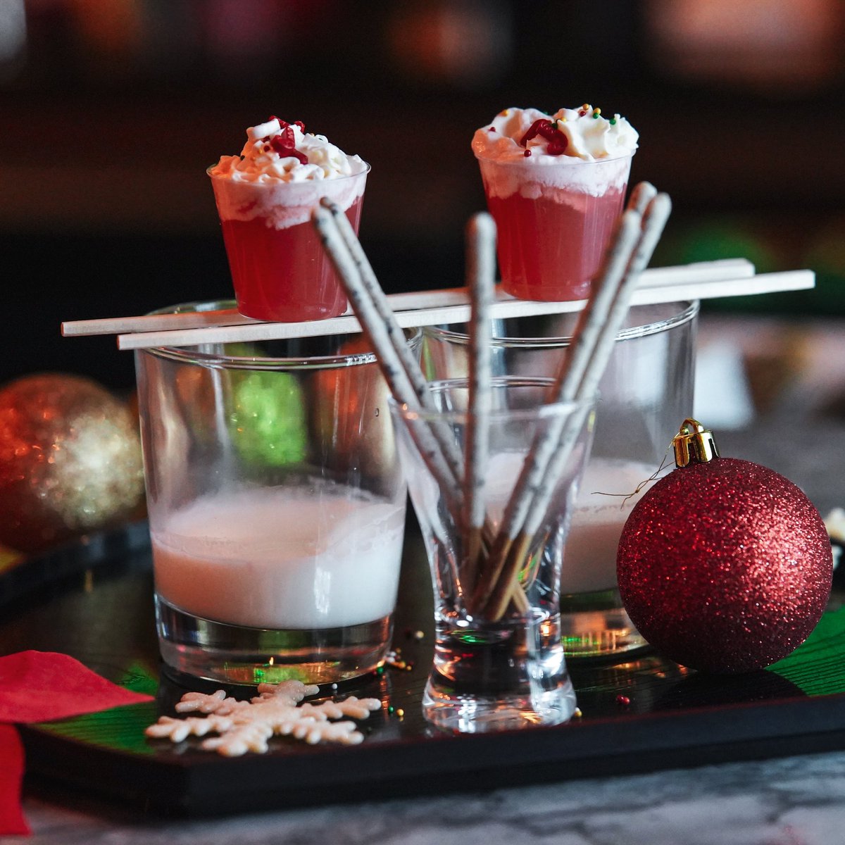 ikkisakebar's tweet photo. Candy cane sake bombs - mint infused Japanese shochu + vanilla cream 

#sakebar #yegsake #yeglocal #edmontonbusiness #yegdrink #yeghappyhour https://t.co/e0hmN7L0mE